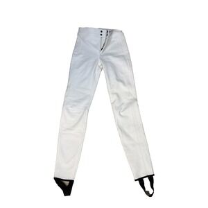 Frauenschuh Women's White Stretch Fleece Line Snow Stirrup SKI Pants Size 2